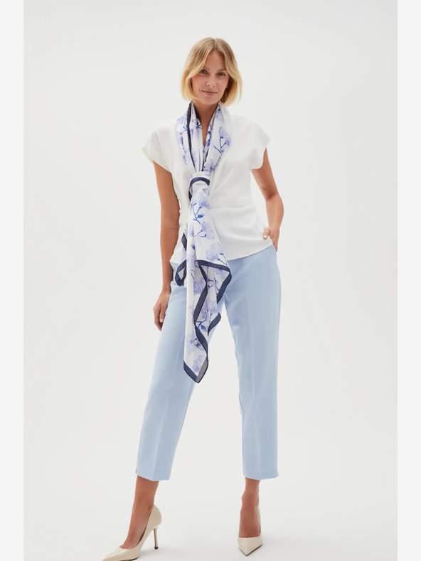 Moodo Бяло и синьо дамско флорално шалче Moodo