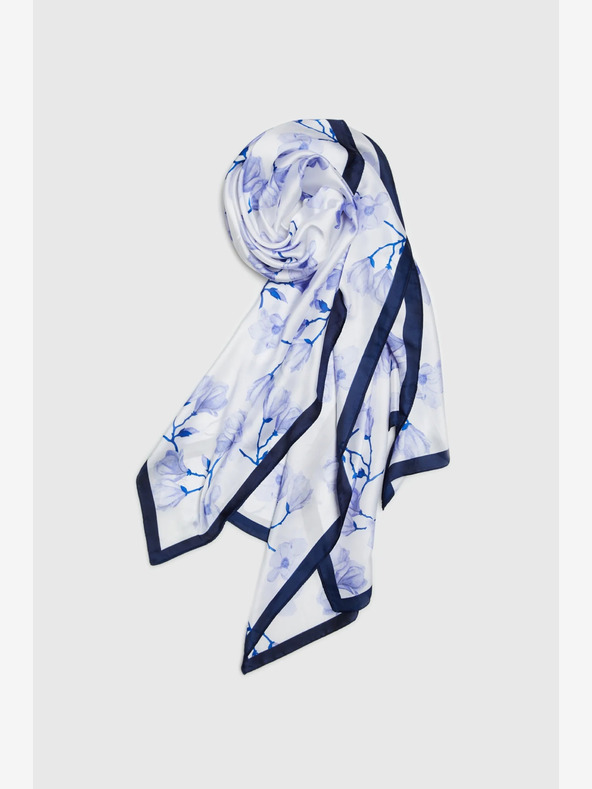 Moodo Бяло и синьо дамско флорално шалче Moodo