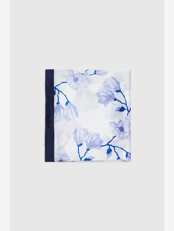 Moodo Бяло и синьо дамско флорално шалче Moodo