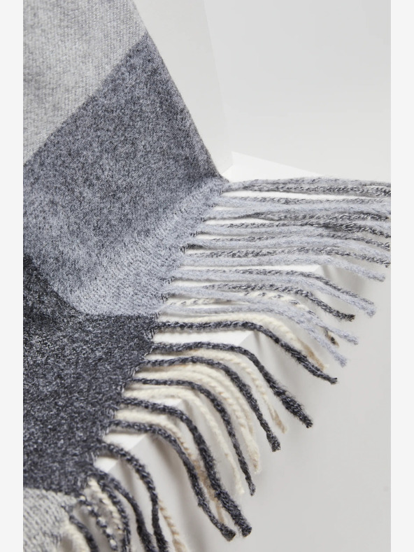 Moodo Бяло-сив кариран дамски шал Moodo