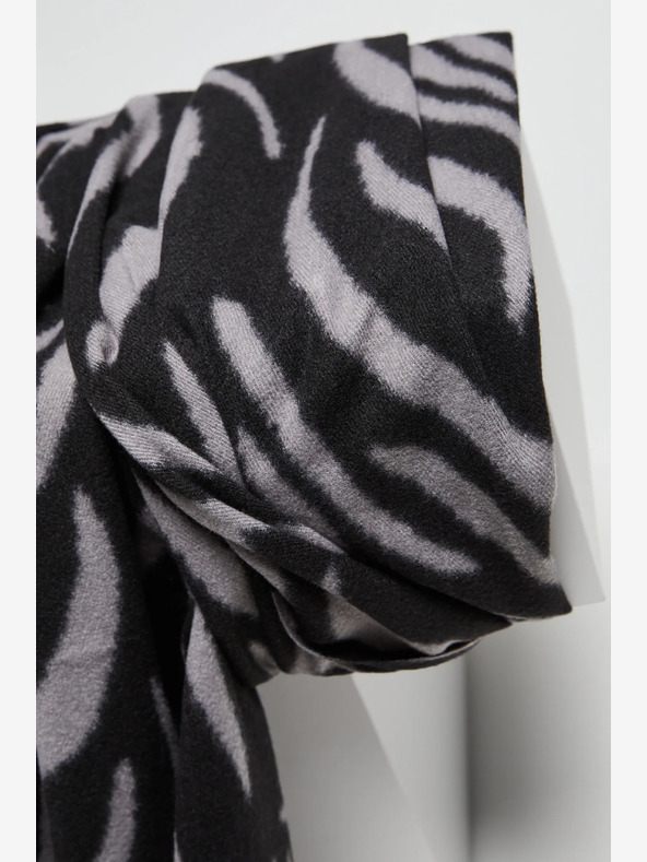 Moodo Сиво-черен шарен дамски шал Moodo