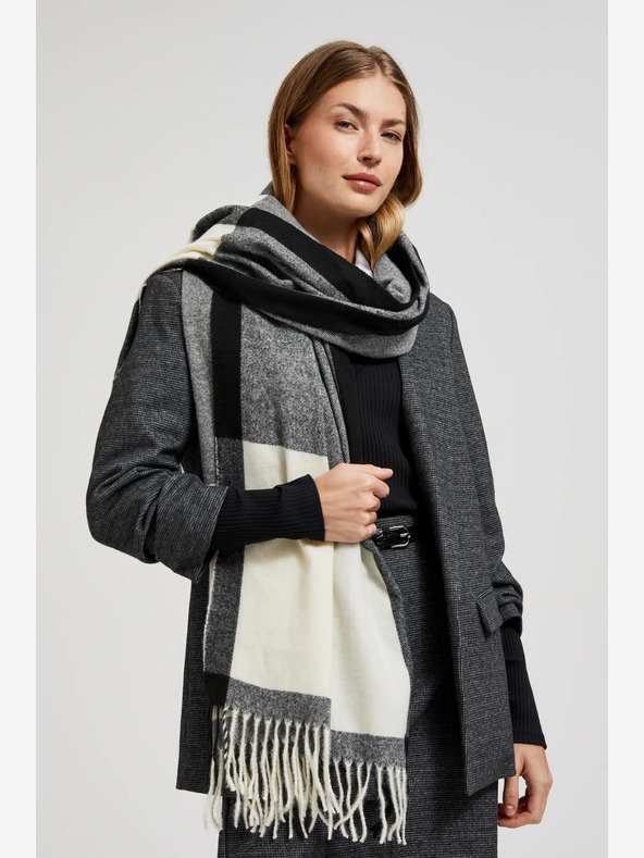 Moodo Бяло и черно дамско шалче Moodo