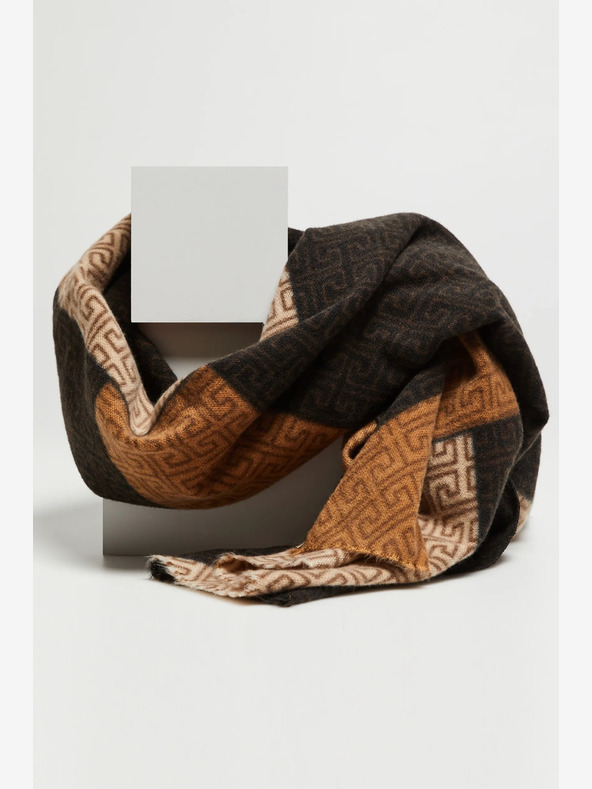 Moodo Кафяво-черен шарен дамски шал Moodo