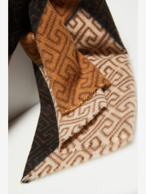 Moodo Кафяво-черен шарен дамски шал Moodo