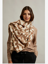Moodo Кафяв и бежов дамски шарен шал Moodo