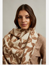 Moodo Кафяв и бежов дамски шарен шал Moodo