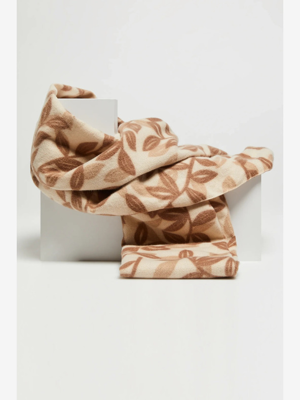 Moodo Кафяв и бежов дамски шарен шал Moodo