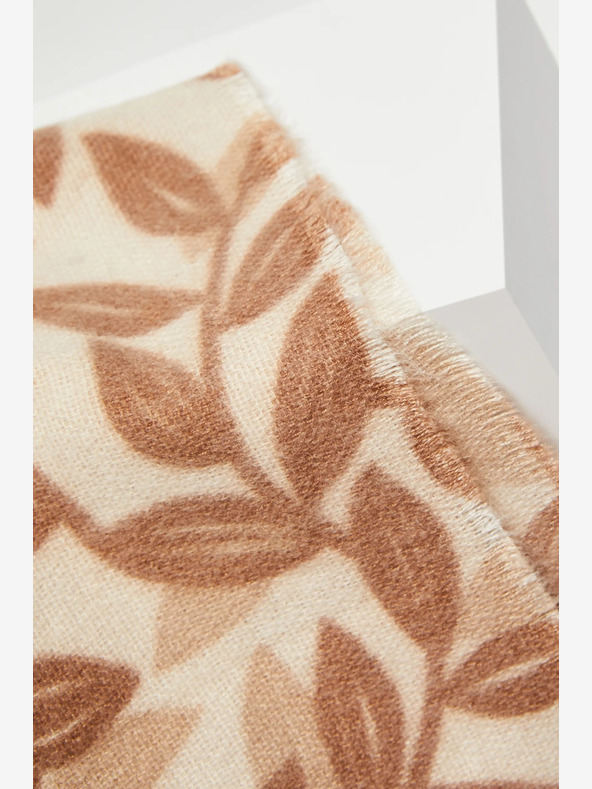 Moodo Кафяв и бежов дамски шарен шал Moodo