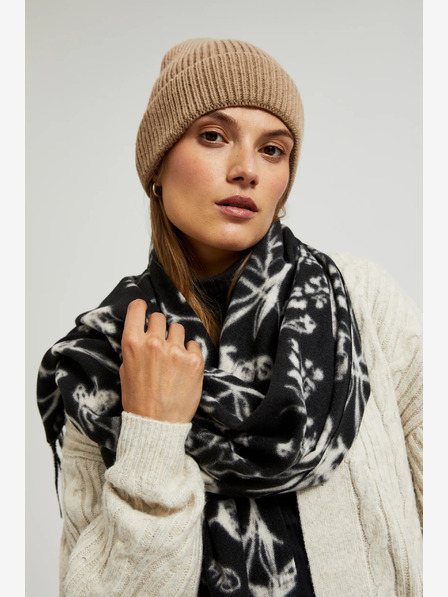 Moodo Бяло и черно дамско шарено шалче Moodo