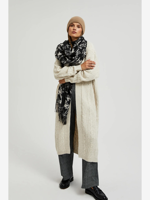 Moodo Бяло и черно дамско шарено шалче Moodo