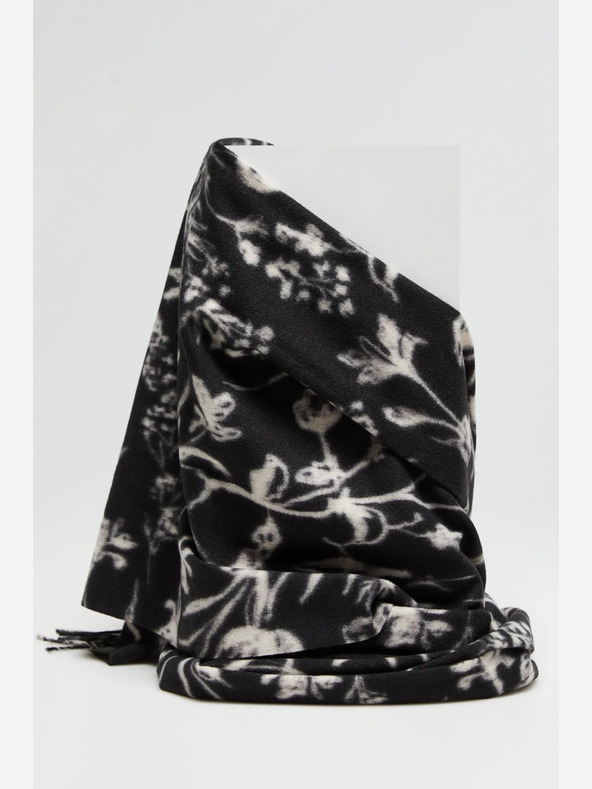 Moodo Бяло и черно дамско шарено шалче Moodo