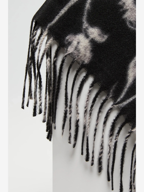 Moodo Бяло и черно дамско шарено шалче Moodo