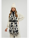 Moodo Черно-бял дамски шал на цветя Moodo