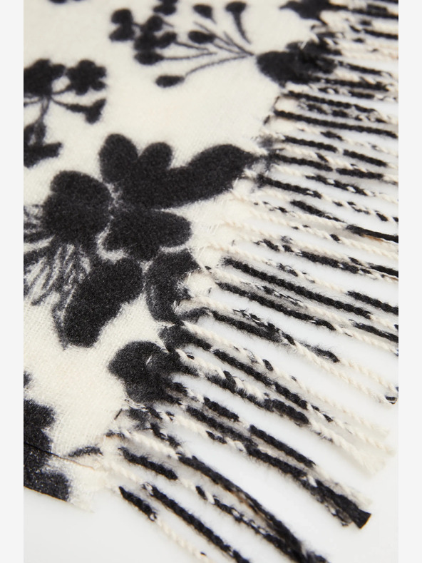 Moodo Черно-бял дамски шал на цветя Moodo
