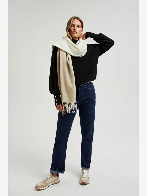 Moodo Бежово-кафяв дамски шал Moodo