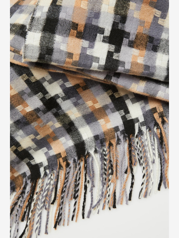 Moodo Кафяво-сив дамски кариран шал Moodo