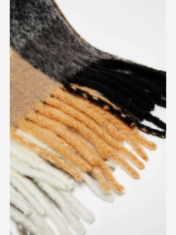 Moodo Дамски кариран шал в черно и бежово Moodo