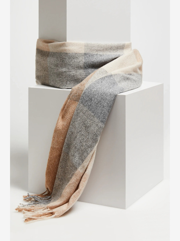 Moodo Сив и бежов кариран шал за жени Moodo