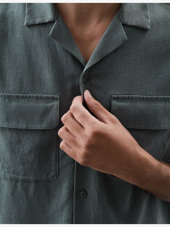 Marks & Spencer Сива риза с кубинска яка от ленена смес Marks & Spencer