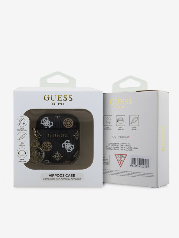 Guess Guess PU 4G калъф с очарование на божур за AirPods 1/2 черен