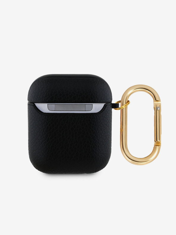 Guess Guess PU зърнест класически калъф с лого за AirPods 1/2 Black