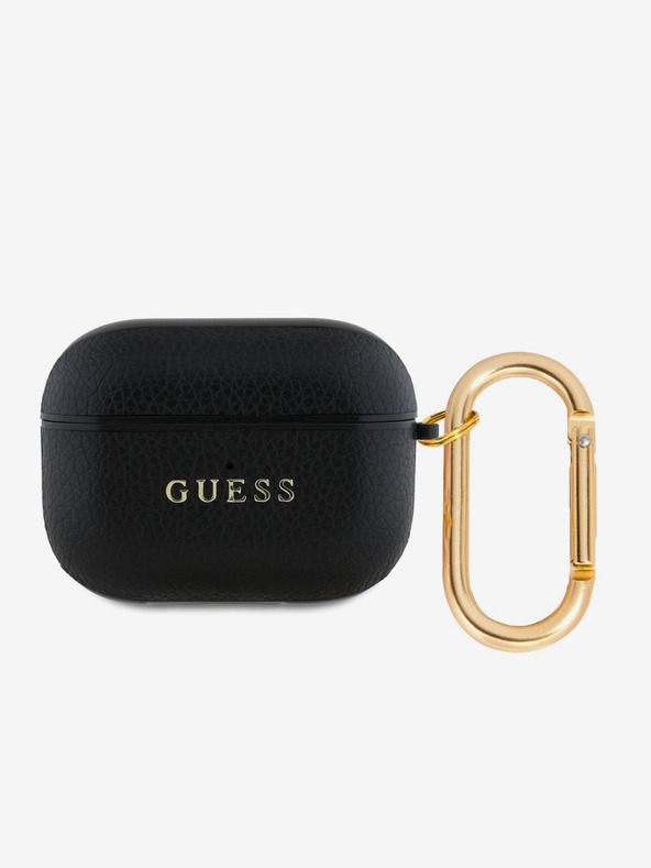 Guess Guess PU зърнест класически калъф с лого за AirPods Pro Черен