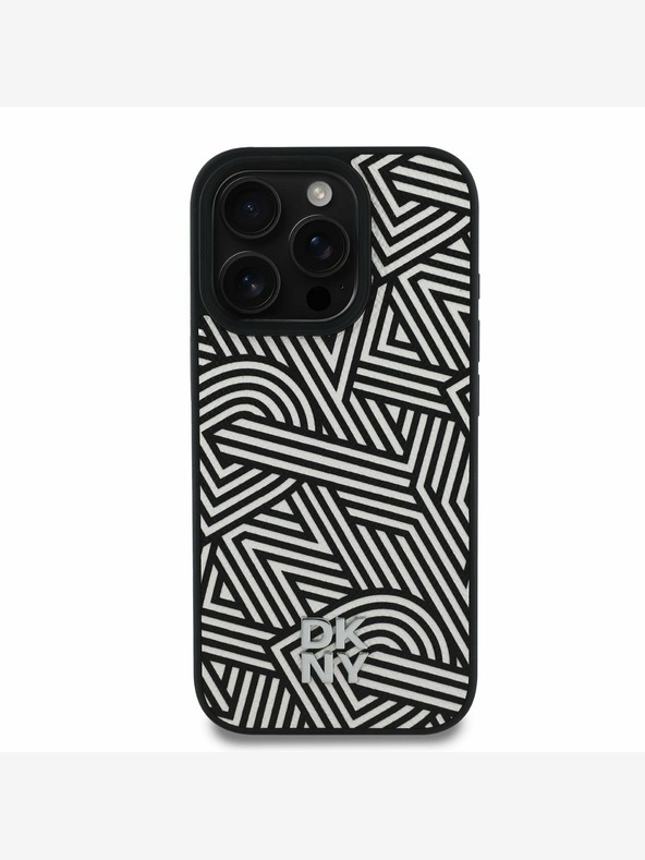 DKNY DKNY PU кожа Crosswalk Pattern Magsafe заден капак за iPhone 16 Pro слонова кост