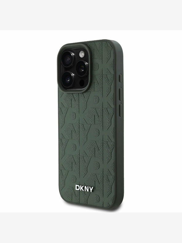 DKNY DKNY PU кожен заден капак с мрежест десен за iPhone 16 Pro Max зелен