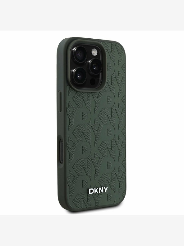 DKNY DKNY PU кожен заден капак с мрежест десен за iPhone 16 Pro Max зелен
