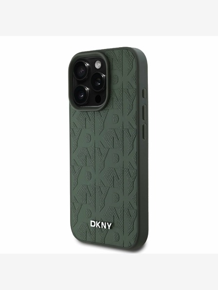 DKNY DKNY PU кожа с мрежест десен Magsafe заден капак за iPhone 16 Pro Green