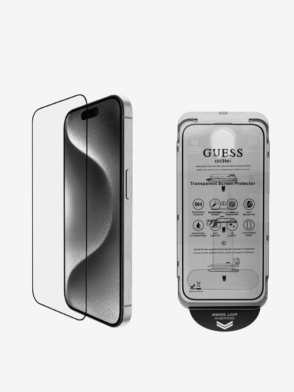 Guess Guess Закалено стъкло 2.5D за iPhone 16 Pro Black
