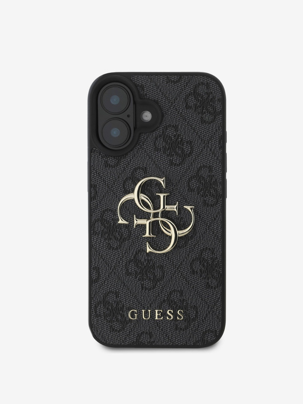 Guess Guess PU 4G метално лого заден капак за iPhone 16 сив