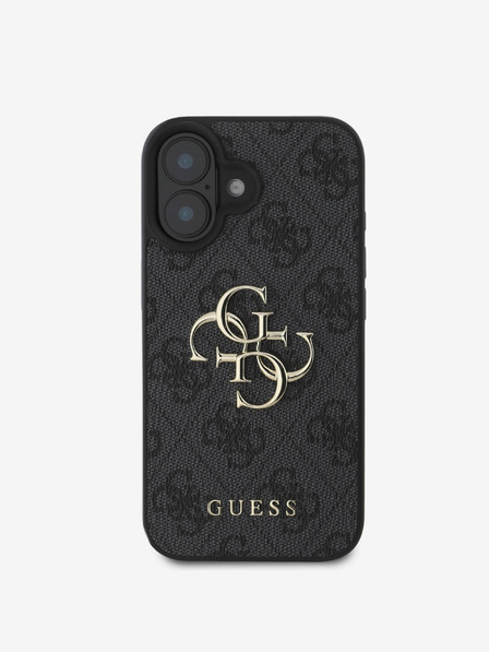 Guess Guess PU 4G метално лого заден капак за iPhone 16 сив