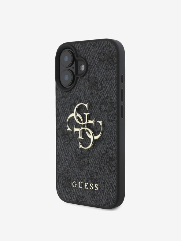 Guess Guess PU 4G метално лого заден капак за iPhone 16 сив