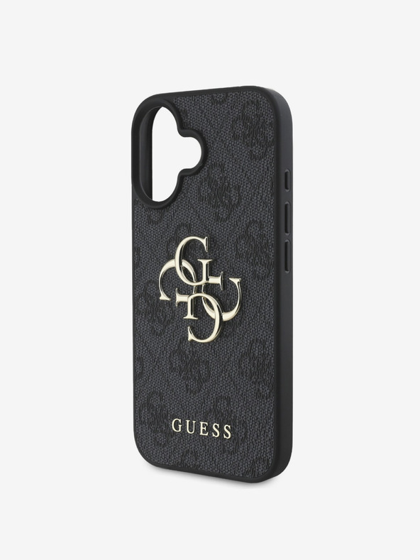 Guess Guess PU 4G метално лого заден капак за iPhone 16 сив