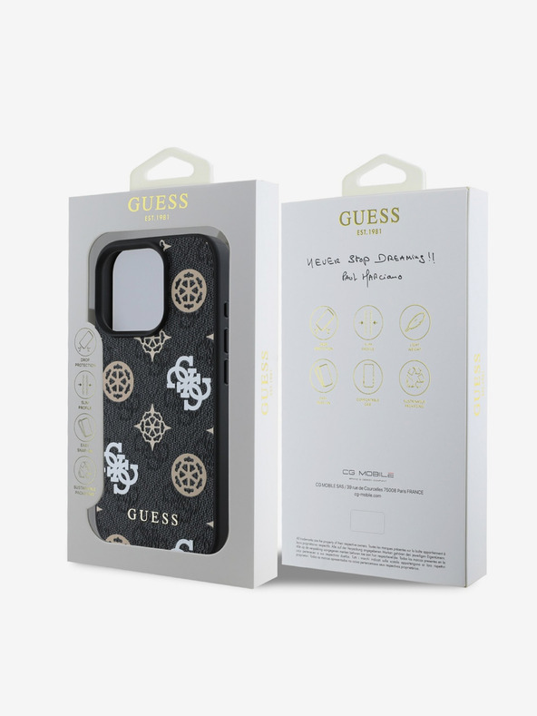 Guess Guess PU 4G Peony MagSafe заден капак за iPhone 16 Pro Max Black