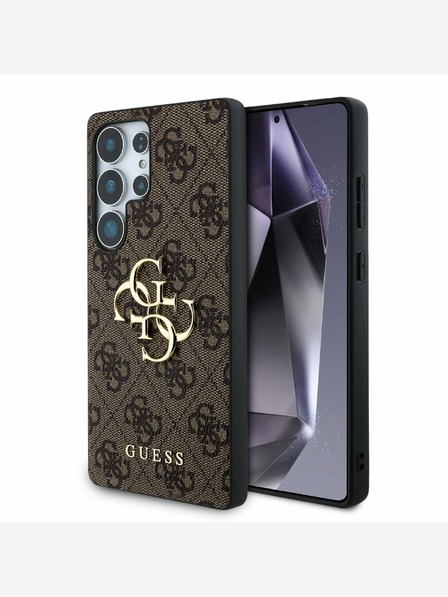 Guess PU 4G Metal Logo Zadní Kryt pro Samsung Galaxy S25 Ultra Brown Калъф за телефон