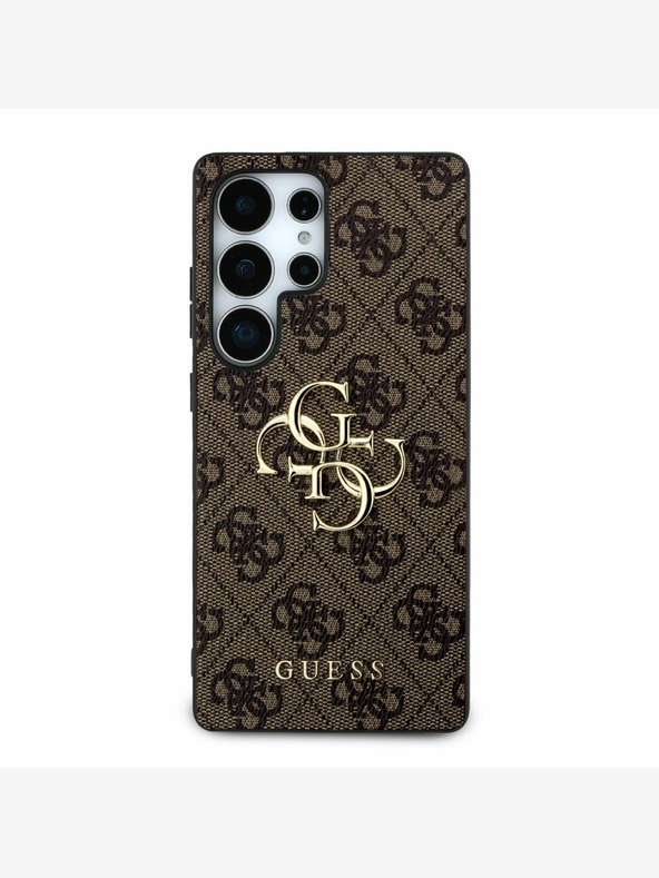 Guess PU 4G Metal Logo Zadní Kryt pro Samsung Galaxy S25 Ultra Brown Калъф за телефон