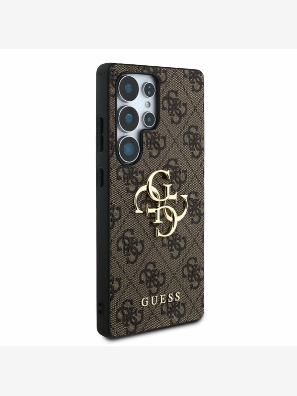 Guess PU 4G Metal Logo Zadní Kryt pro Samsung Galaxy S25 Ultra Brown Калъф за телефон
