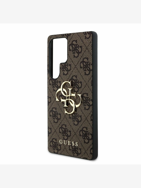 Guess PU 4G Metal Logo Zadní Kryt pro Samsung Galaxy S25 Ultra Brown Калъф за телефон