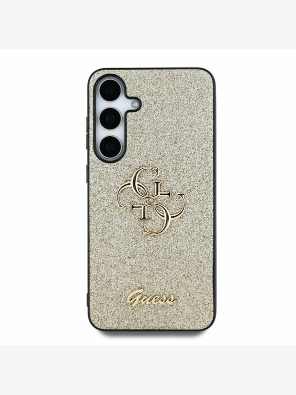 Guess Guess PU Fixed Glitter 4G Metal Logo Back Cover за Samsung Galaxy S25 Gold