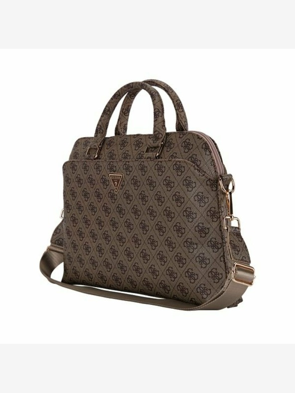 Guess Guess PU 4G Триъгълна чанта за тетрадки с лого 15/16", кафява