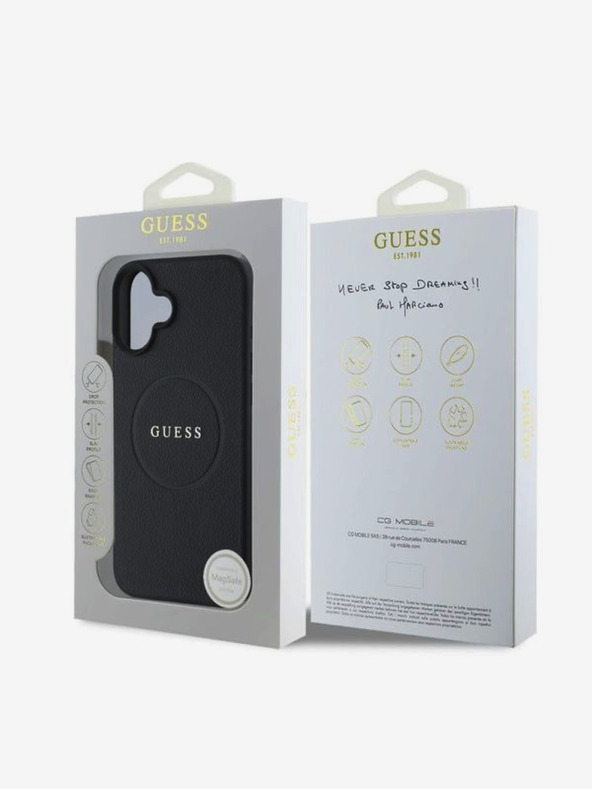 Guess Guess PU Grained Classic Logo MagSafe заден капак за iPhone 16 Black