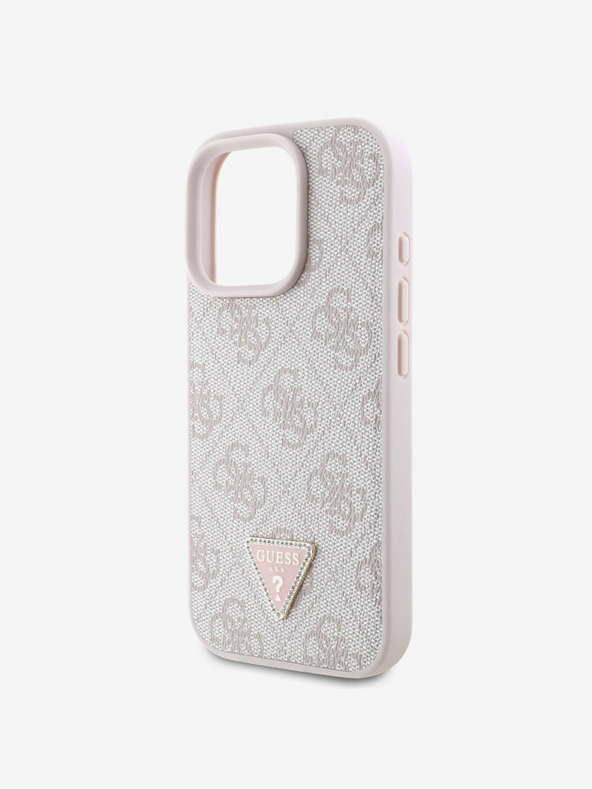 Guess Guess PU 4G Strass Triangle Metal Logo Back Cover за iPhone 16 Pro Pink