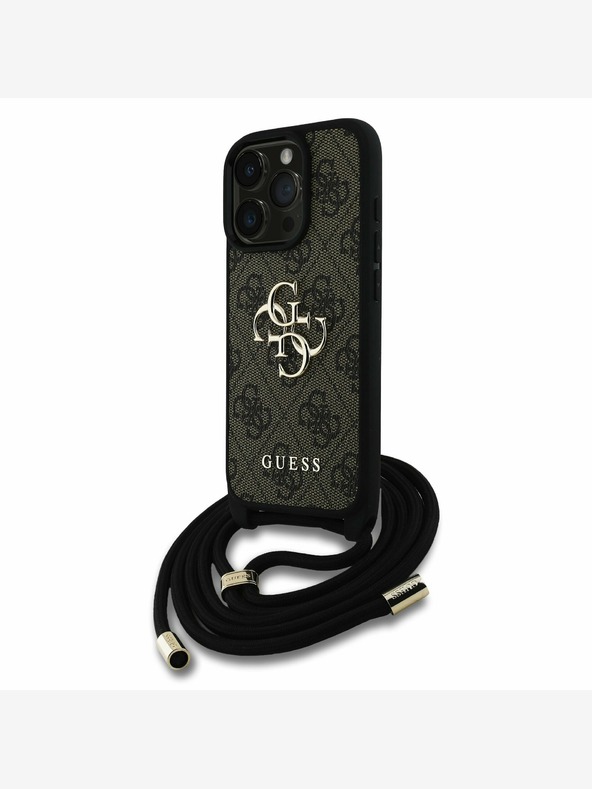Guess Guess PU PU 4G Метално лого Каишка за кръст за iPhone 15 Pro Max Brown
