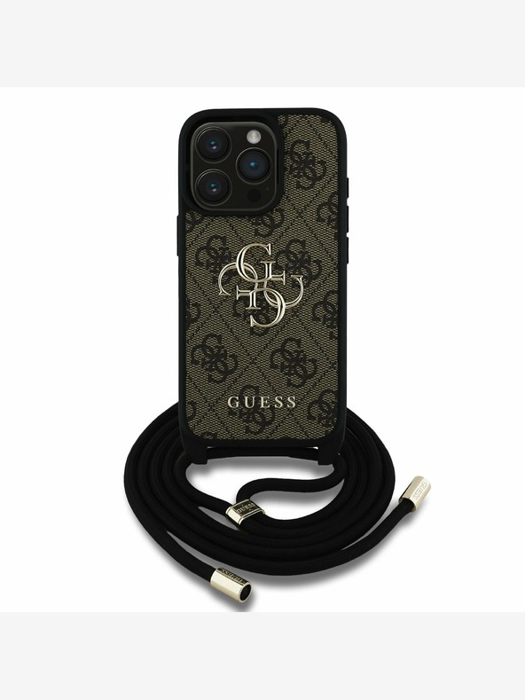 Guess Guess PU PU 4G Метално лого Каишка за кръст за iPhone 15 Pro Max Brown