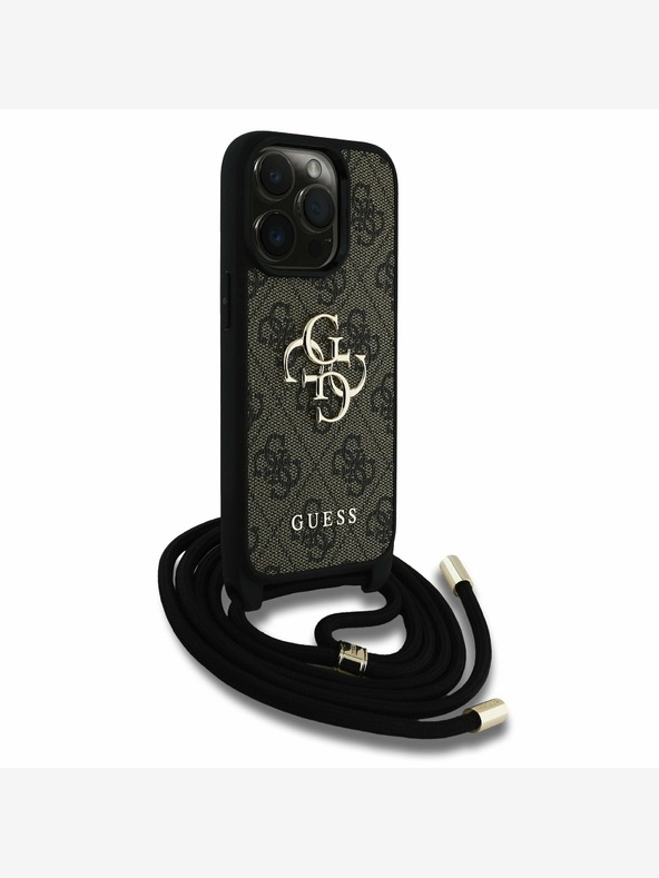 Guess Guess PU PU 4G Метално лого Каишка за кръст за iPhone 15 Pro Max Brown