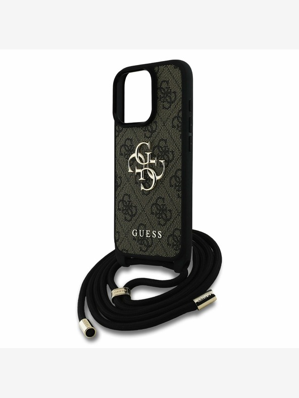 Guess Guess PU PU 4G Метално лого Каишка за кръст за iPhone 15 Pro Max Brown