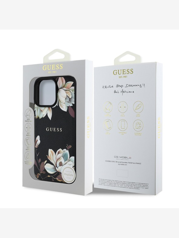 Guess Guess PU Grained Magnolia MagSafe заден капак за iPhone 16 Pro Black