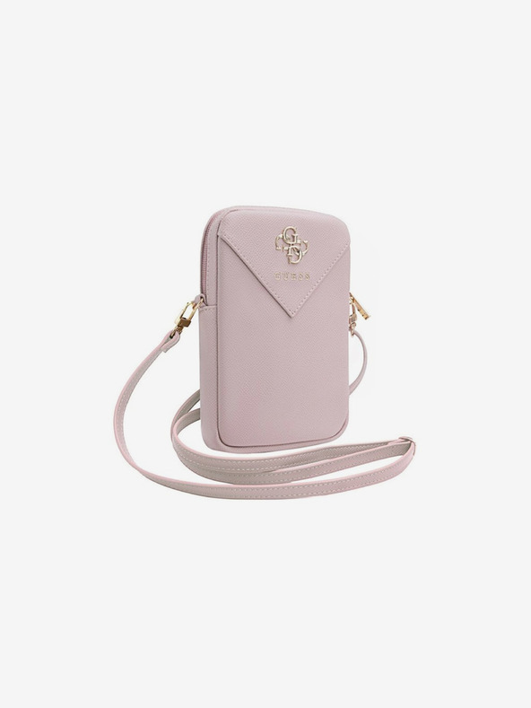 Guess Guess PU Grained 4G Метално лого за телефон с цип Розов